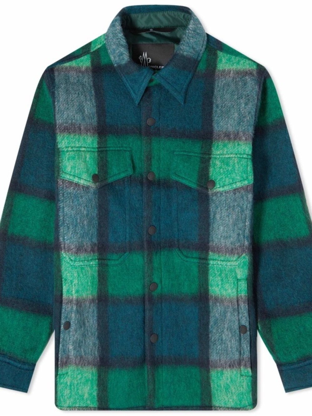 Moncler Green & Teal Plaid Shirt Jacket